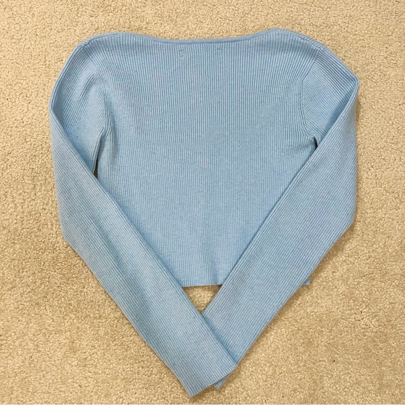 Oak + Fort Square Neck Cropped Cardigan Sweater - Picture 4 of 5